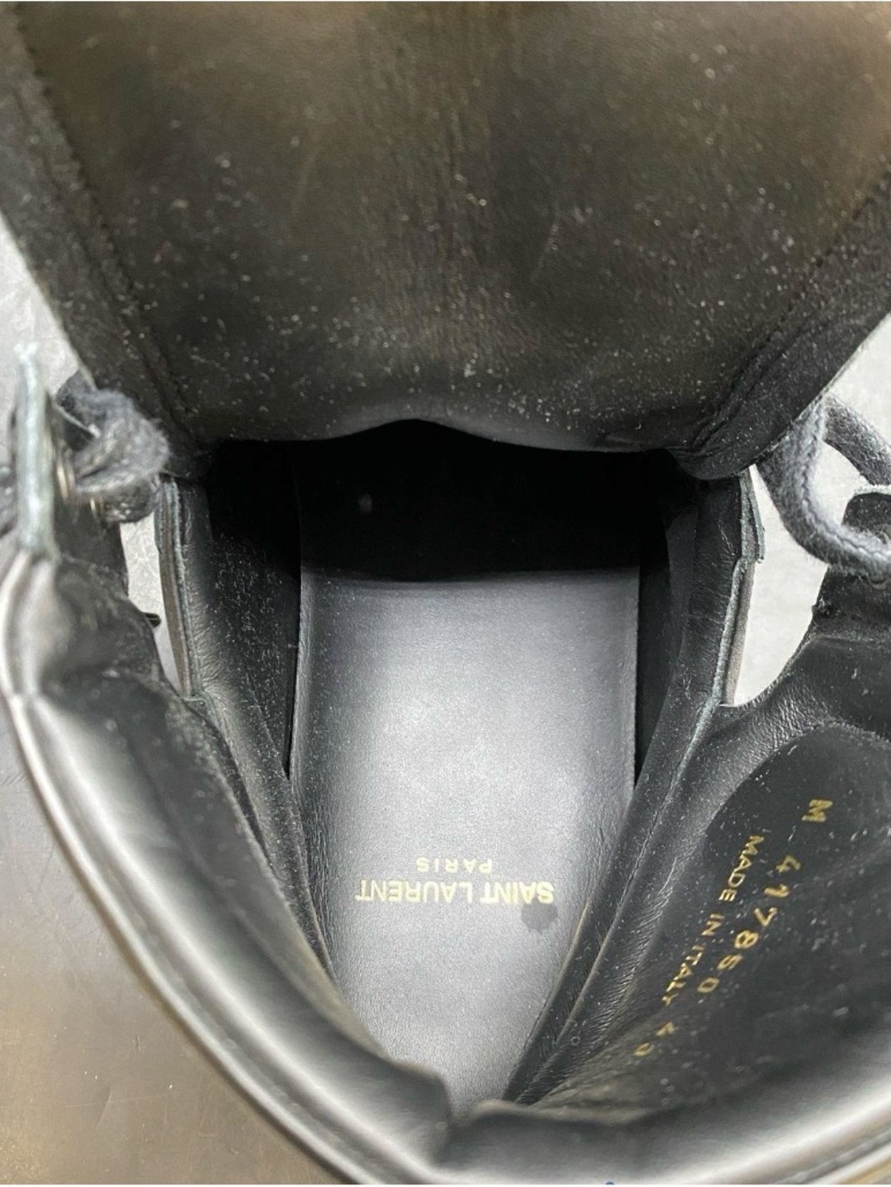 Saint Laurent Black Leather High-Top Sneakers with Gold Logo - Picture 3 of 7